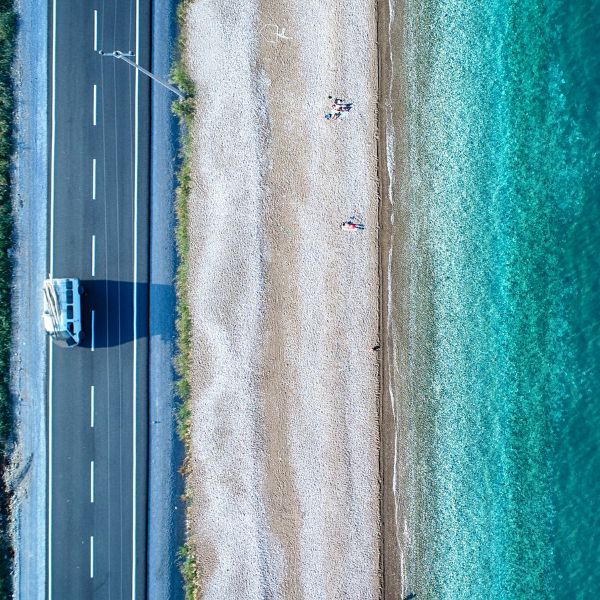 road by beach