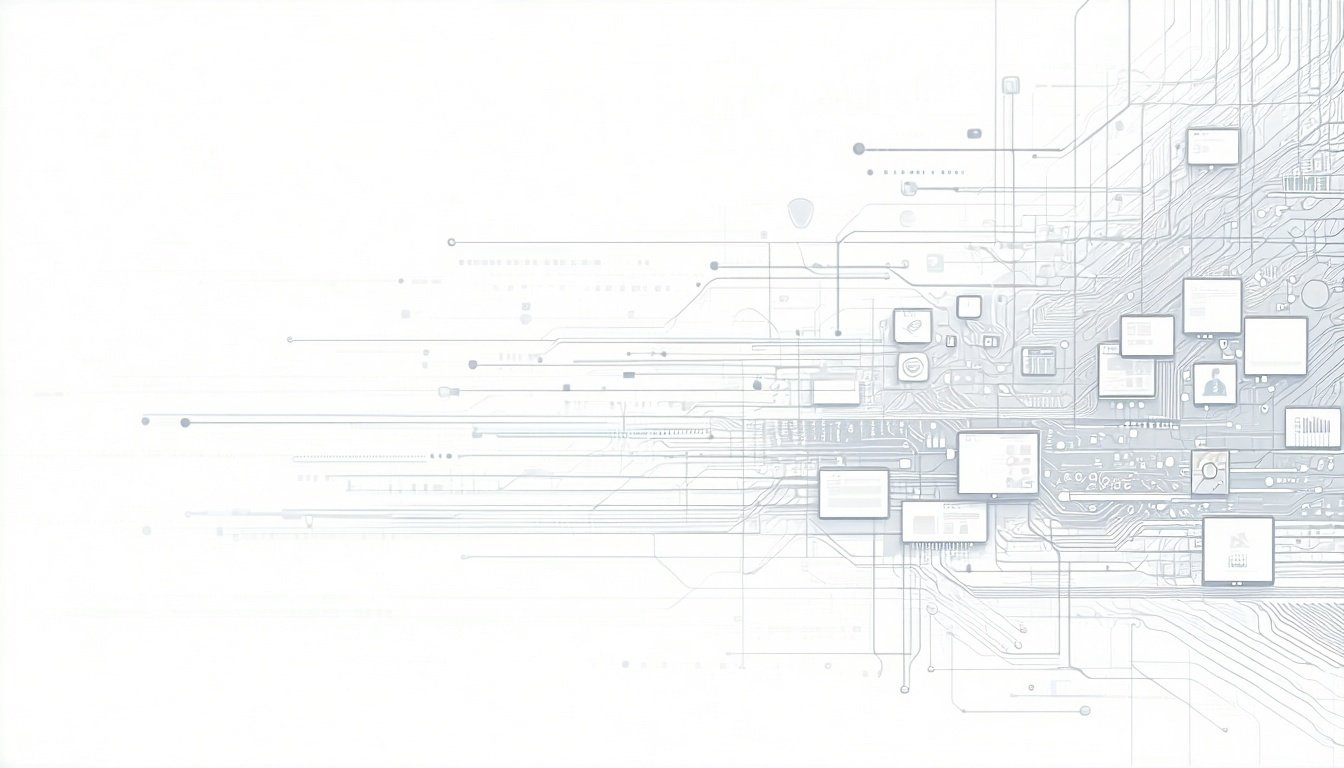 technology that enhances data in white tones simple design with not too many details